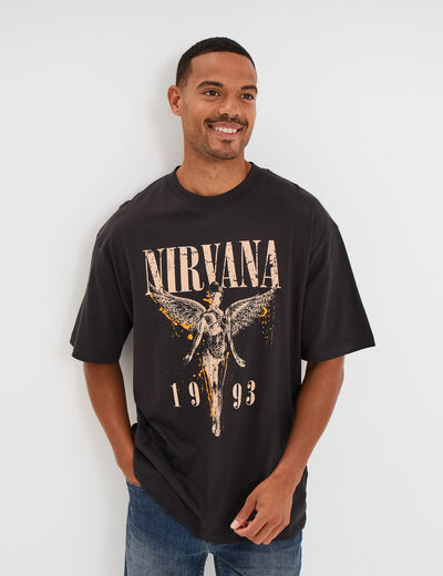 T-shirt manches courtes coton Nirvana gris foncé homme