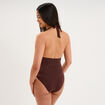 Maillot de bain une pi&egrave;ce avec anneau marron femme