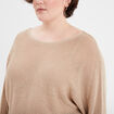 Pull manches longues col rond beige femme grande taille