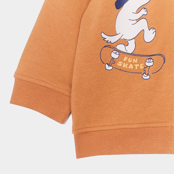 sweat a capuche zippe marron cognac bebeg Sweat à capuche zippé marron cognac bébé garçon