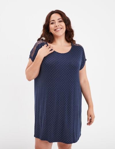 Chemise de nuit manches courtes bleu femme grande taille