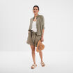 Short paperbag fluide ceinturé vert kaki femme