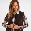 Gilet r&eacute;versible polaire sans manches marron fonc&eacute; femme