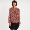 Blouse col lavalli&egrave;re manches longues bordeaux femme