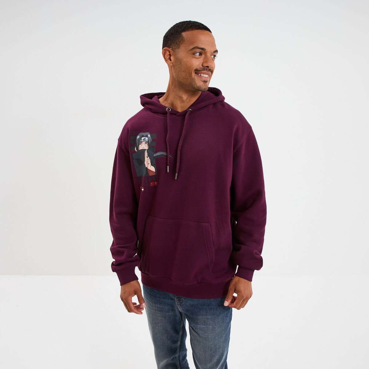 Sweat hoodie 1 poche Naruto Itachi prune homme