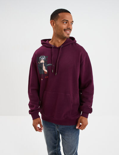 Sweat hoodie 1 poche Naruto Itachi prune homme