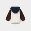 Gilet zipp&eacute; effet polaire &agrave; capuche ecru b&eacute;b&eacute; gar&ccedil;on