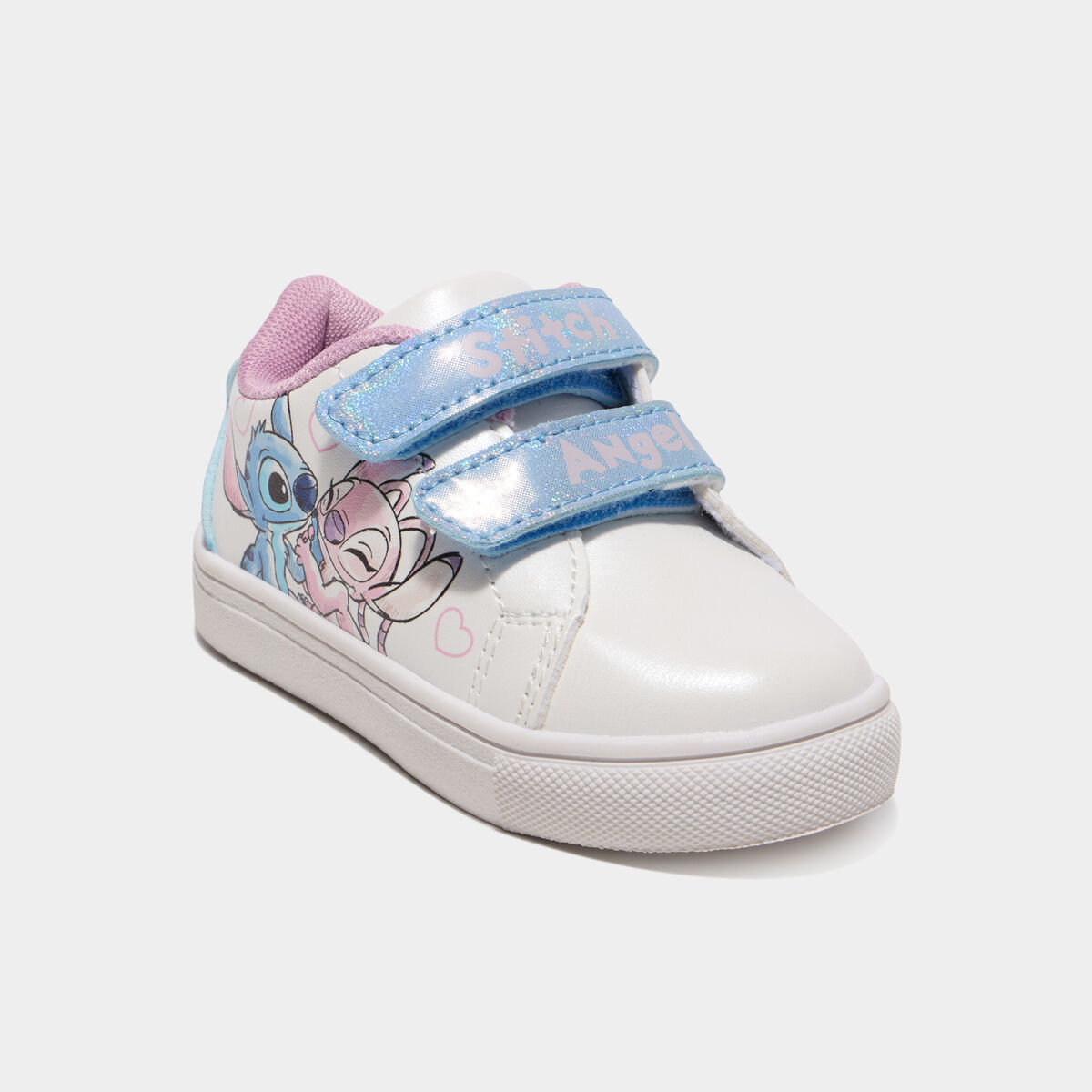 Tennis basses &agrave; scratchs Stitch blanc b&eacute;b&eacute; fille