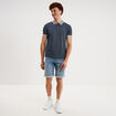 Polo slim manches courtes stretch bleu marine homme