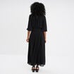 Robe longue manches 3/4 fendues noir femme