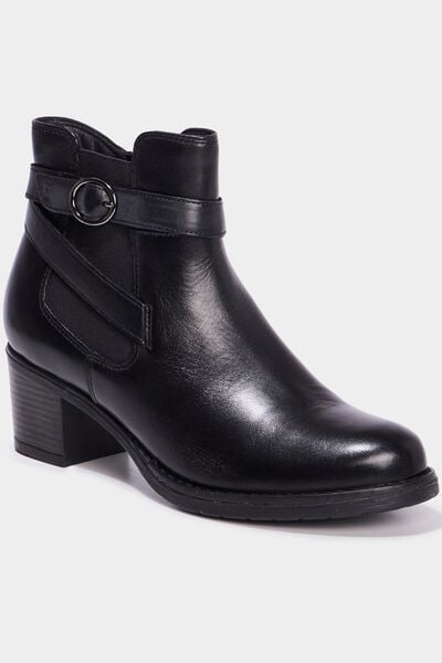 Bottines avec boucles en cuir noir femme