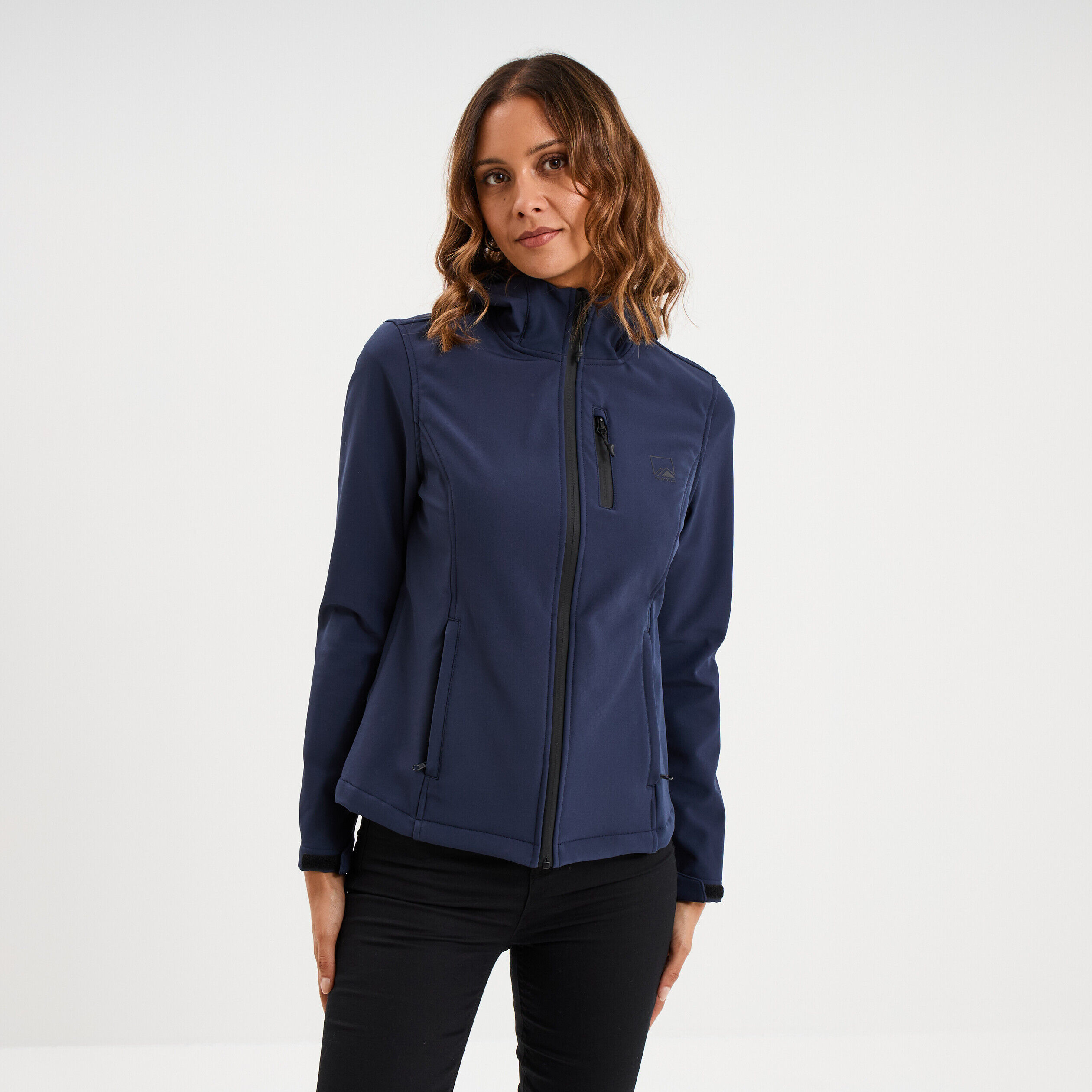 Blouson à capuche déperlant fourré bleu marine femme TRAPPEUR