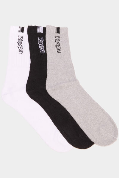 Lot 3 paires chaussettes sport Kappa gris homme