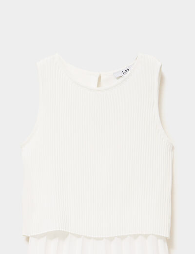Combinaison pantalon fluide pliss&eacute;e ivoire fille