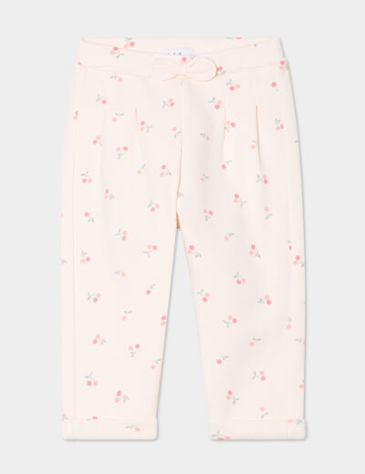 Pantalon de jogging avec noeud creme bébé fille