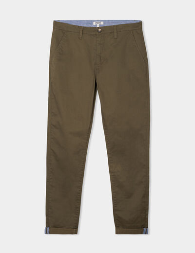 Pantalon chino slim stretch vert kaki homme