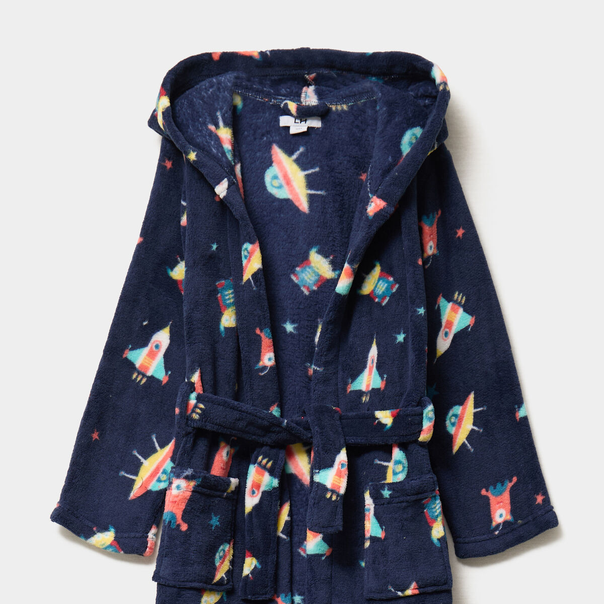 Peignoir à capuche effet polaire bleu garçon