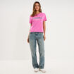 T-shirt col rond manches courtes rose fushia femme