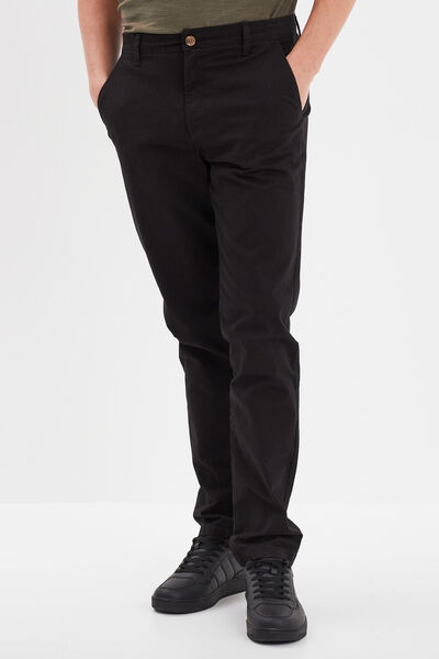 Pantalon chino droit stretch noir homme