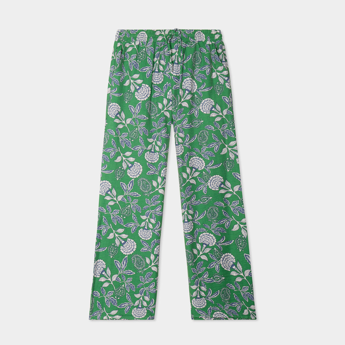 Pantalon lage taille élastiquée vert menthe femme