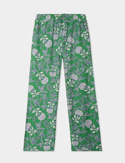 Pantalon lage taille élastiquée vert menthe femme