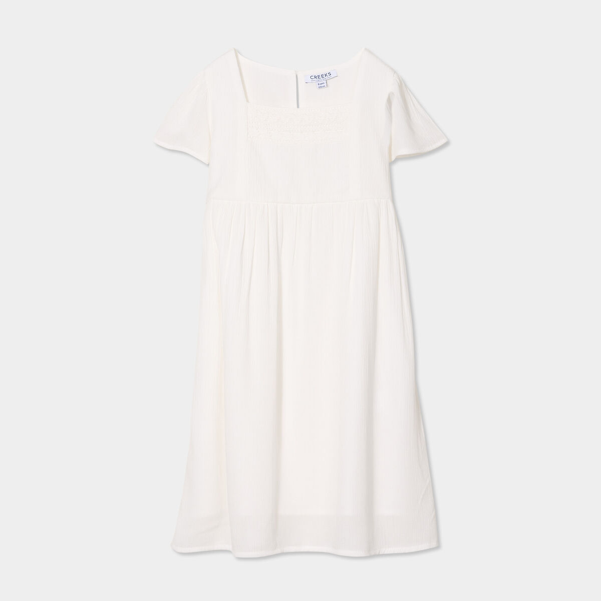Robe manches courtes doublée coton ivoire fille