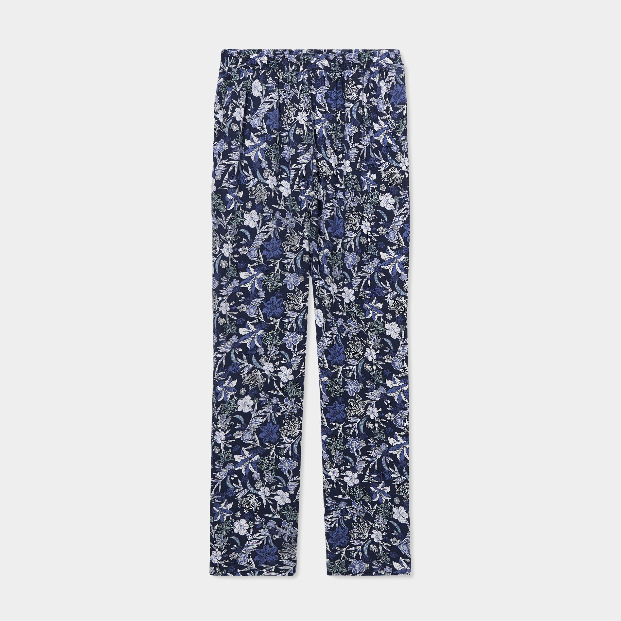 Pantalon de pyjama fluide taille haute bleu marine femme LH