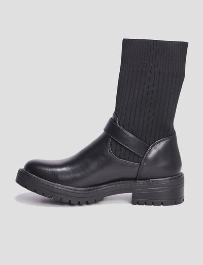 Bottines façon chaussettes avec boucle noir femme