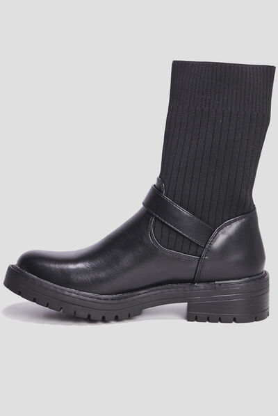 Bottines façon chaussettes avec boucle noir femme