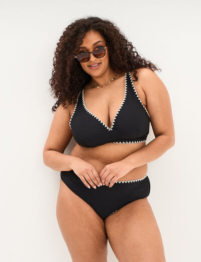 Bas de maillot de bain brod&eacute; noir femme grande taille