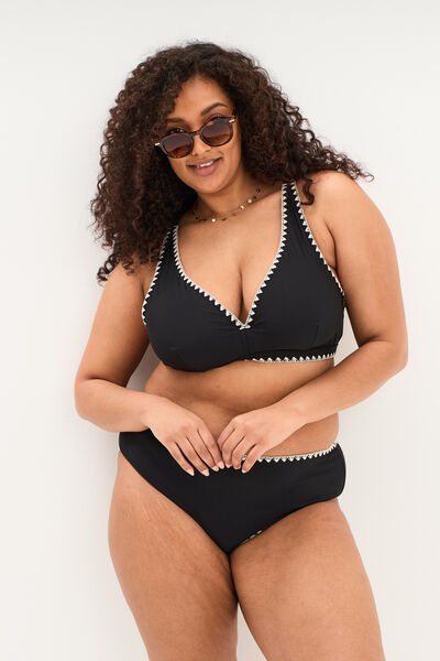 Bas de maillot de bain brod&eacute; noir femme grande taille