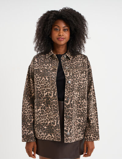 Surchemise en jean coton marron femme
