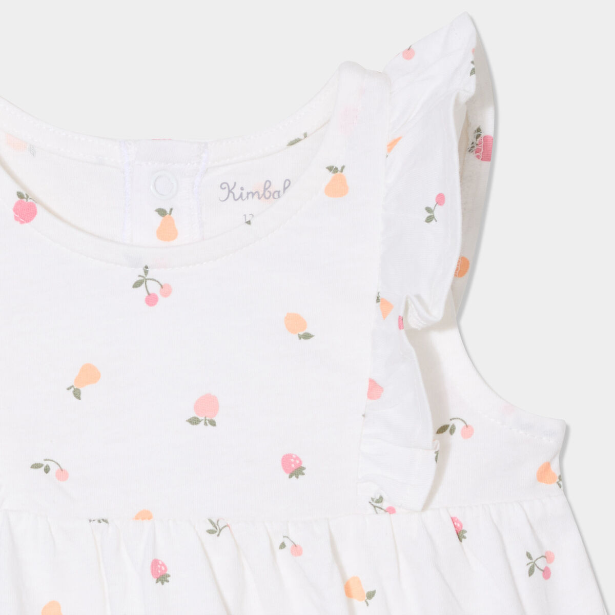 Ensemble combinaison avec bandeau coton ecru bébé fille