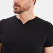 T-shirt manches courtes col tunisien noir homme