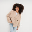 Trench court double boutonnage beige femme