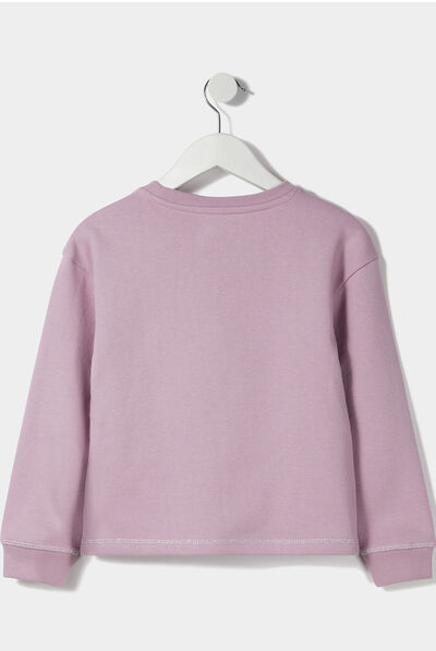 Sweat avec col rond parme fille