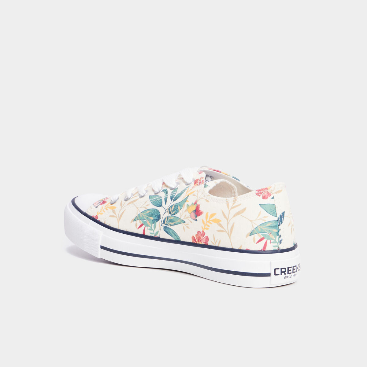 Tennis basses en toile &agrave; lacets multicolore femme