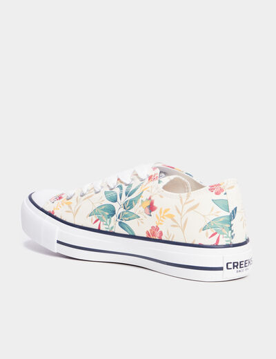 Tennis basses en toile &agrave; lacets multicolore femme