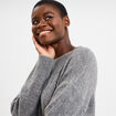 Pull col rond paillettes fils m&eacute;tallis&eacute;s gris femme