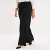 Pantalon city taille haute large boucle noir femme grande taille
