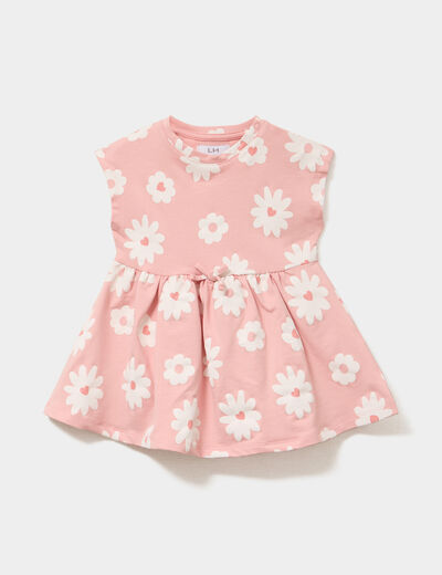 Robe patineuse manches courtes rose b&eacute;b&eacute; fille