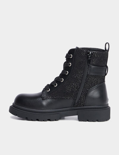 Bottines à lacets et boucles noir fille
