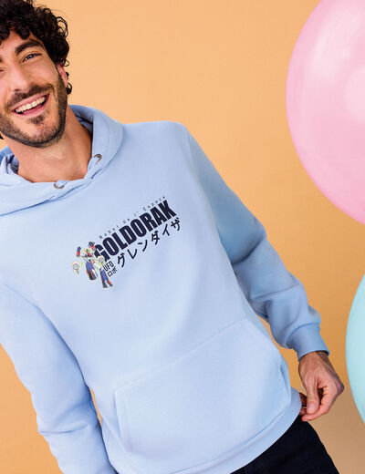 Sweat hoodie 1 poche Goldorak bleu homme