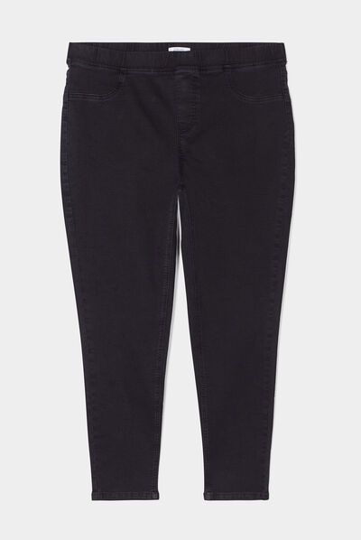 Jegging taille haute matière recyclée denim noir femme grande taille