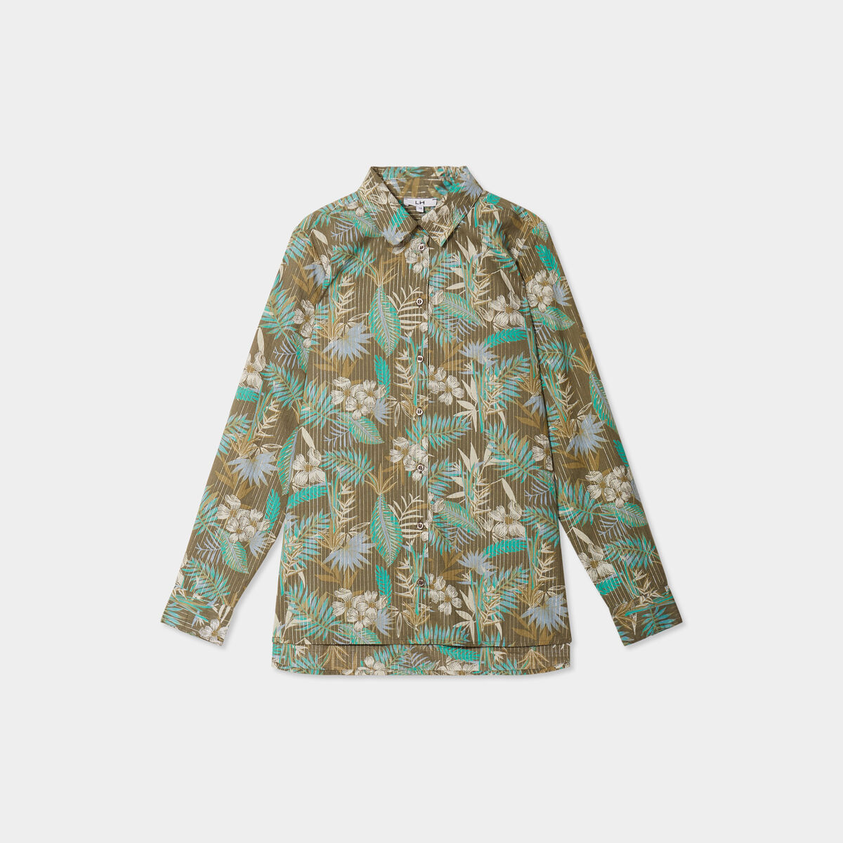 Chemise manches longues vert kaki femme