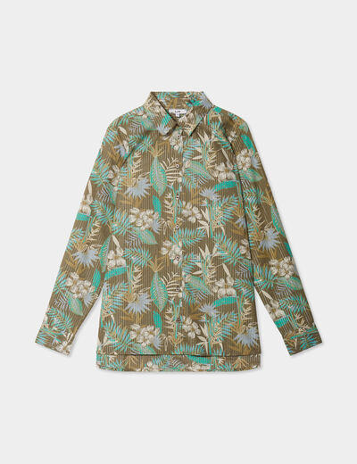 Chemise manches longues vert kaki femme
