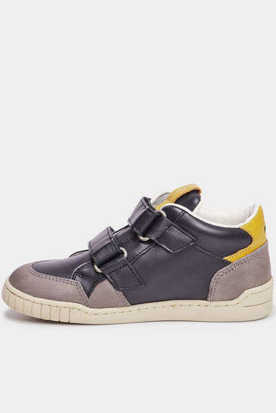 Baskets montantes en cuir Kickers gris garçon