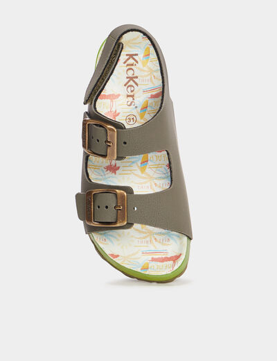 Sandales avec boucles Kickers vert kaki garçon