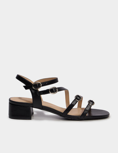 Sandales multibrides &agrave; talons 5 cm noir femme