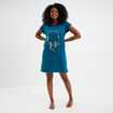 Chemise de nuit courte col rond bleu canard femme